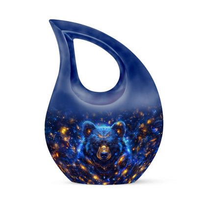Large Bear Urn and Cremation Vaults, 10 inches, with Cross Drop design for ashes