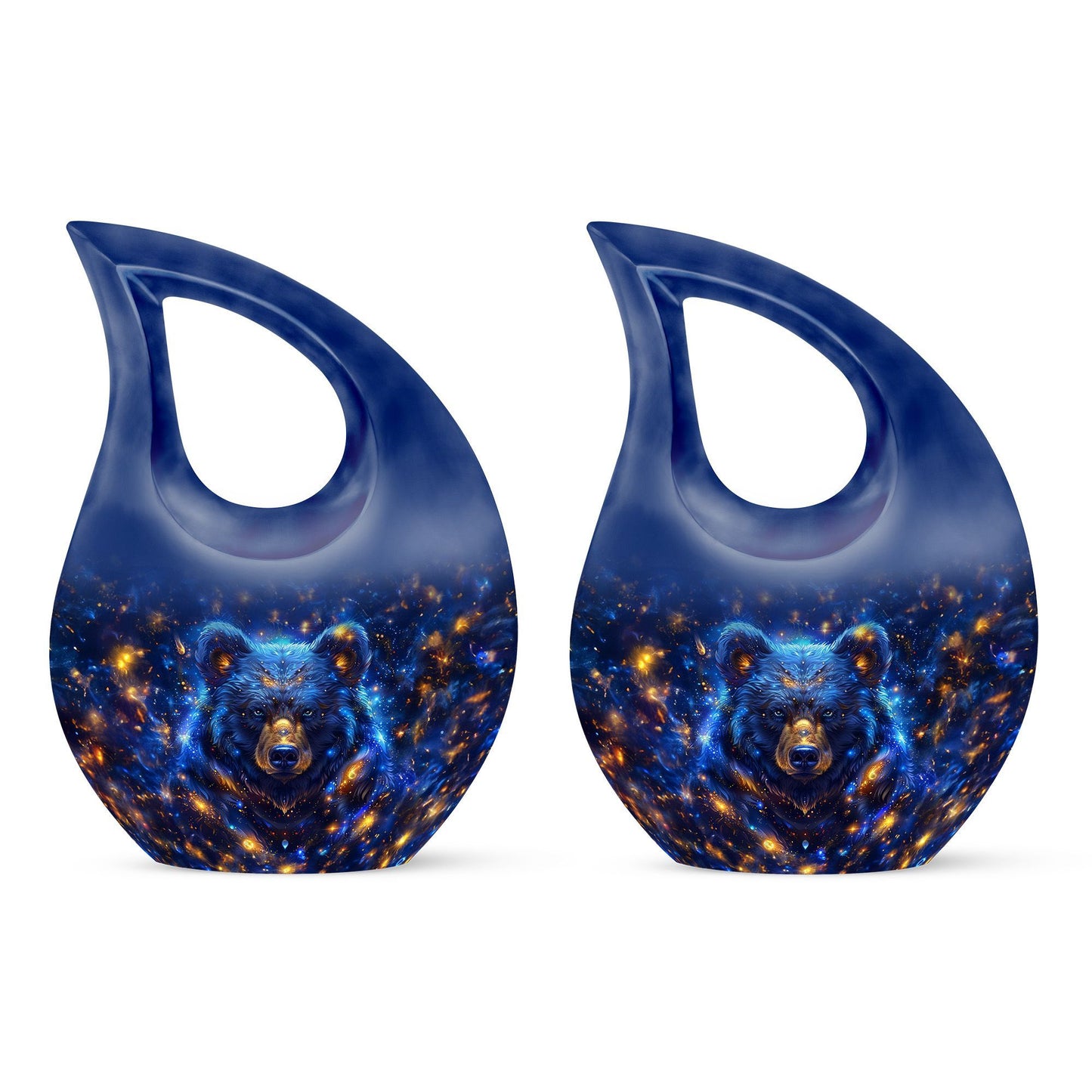 Large Bear Urn and Cremation Vaults, 10 inches, with Cross Drop design for ashes