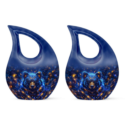 Large Bear Urn and Cremation Vaults, 10 inches, with Cross Drop design for ashes