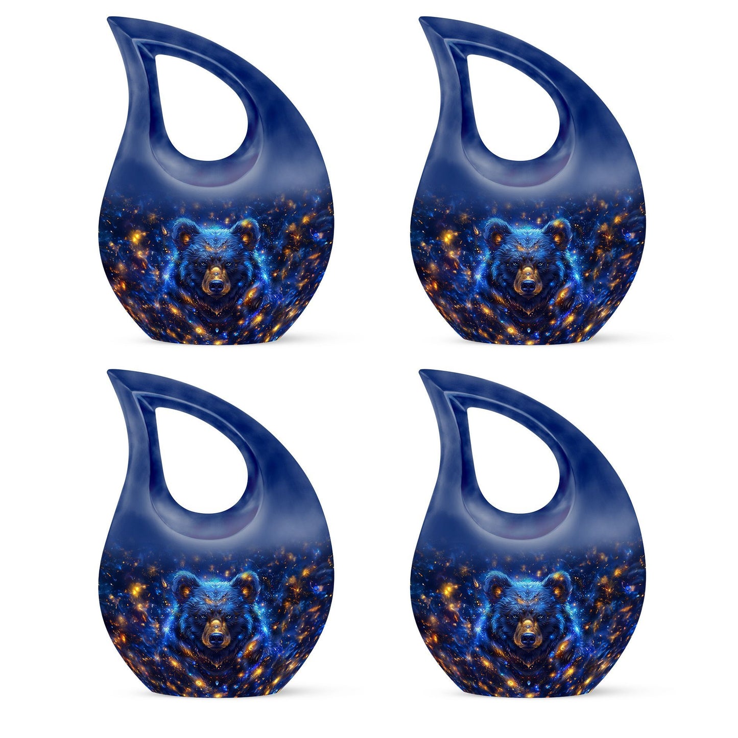 Large Bear Urn and Cremation Vaults, 10 inches, with Cross Drop design for ashes