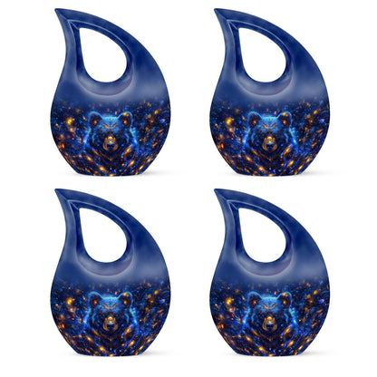 Large Bear Urn and Cremation Vaults, 10 inches, with Cross Drop design for ashes