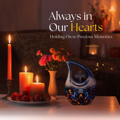 Large Bear Urn and Cremation Vaults, 10 inches, with Cross Drop design for ashes