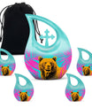 Bear themed 10 inch Cross Drop Personalized Urn for Human Ashes with Custom Engraving