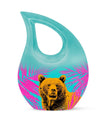 Bear themed 10 inch Cross Drop Personalized Urn for Human Ashes with Custom Engraving