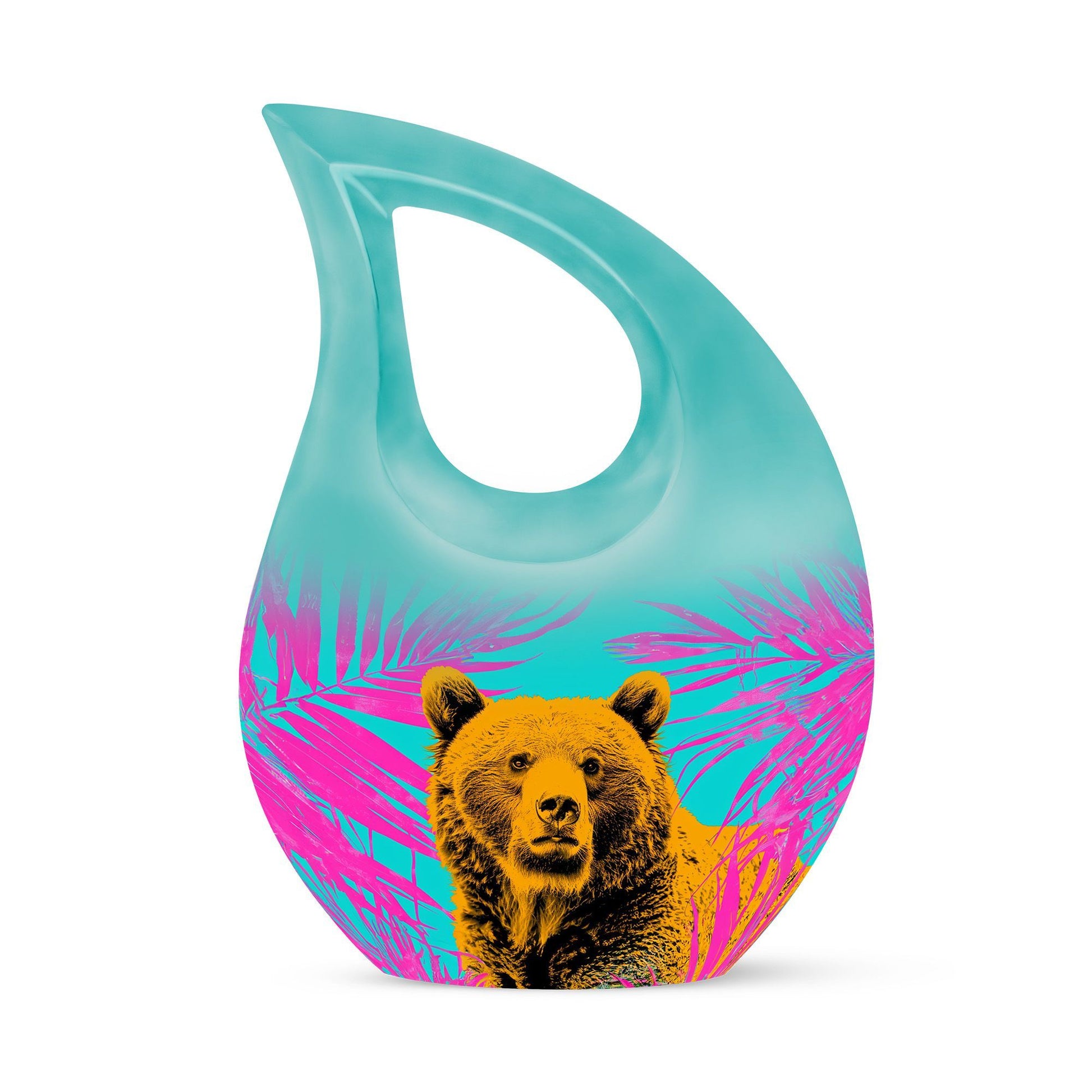 Bear themed 10 inch Cross Drop Personalized Urn for Human Ashes with Custom Engraving