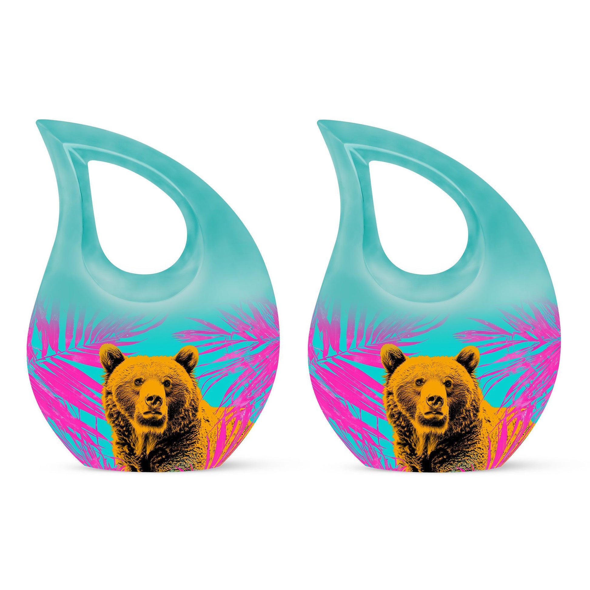 Bear themed 10 inch Cross Drop Personalized Urn for Human Ashes with Custom Engraving