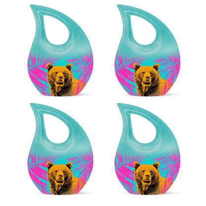 Bear themed 10 inch Cross Drop Personalized Urn for Human Ashes with Custom Engraving