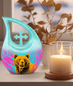Bear themed 10 inch Cross Drop Personalized Urn for Human Ashes with Custom Engraving
