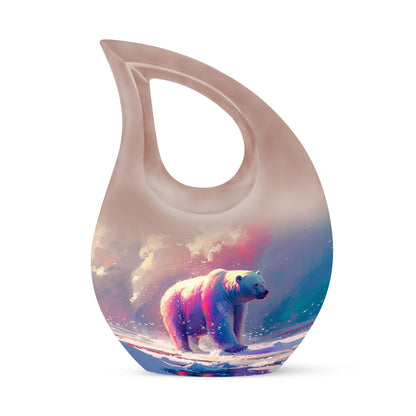 10-Inch Large Bear Urn with Cross Drop design, Aluminium Keepsake Cremation Urn