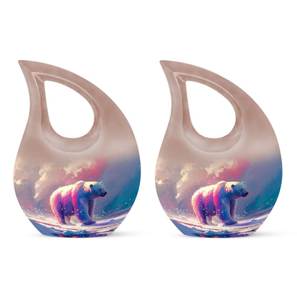 10-Inch Large Bear Urn with Cross Drop design, Aluminium Keepsake Cremation Urn