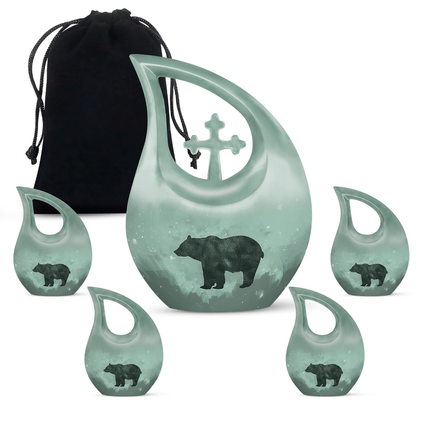 10-inch Bear Urn with Cross Drop design, ideal for Angels memorial urns