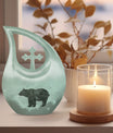 10-inch Bear Urn with Cross Drop design, ideal for Angels memorial urns