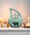10-inch Bear Urn with Cross Drop design, ideal for Angels memorial urns