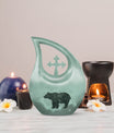 10-inch Bear Urn with Cross Drop design, ideal for Angels memorial urns