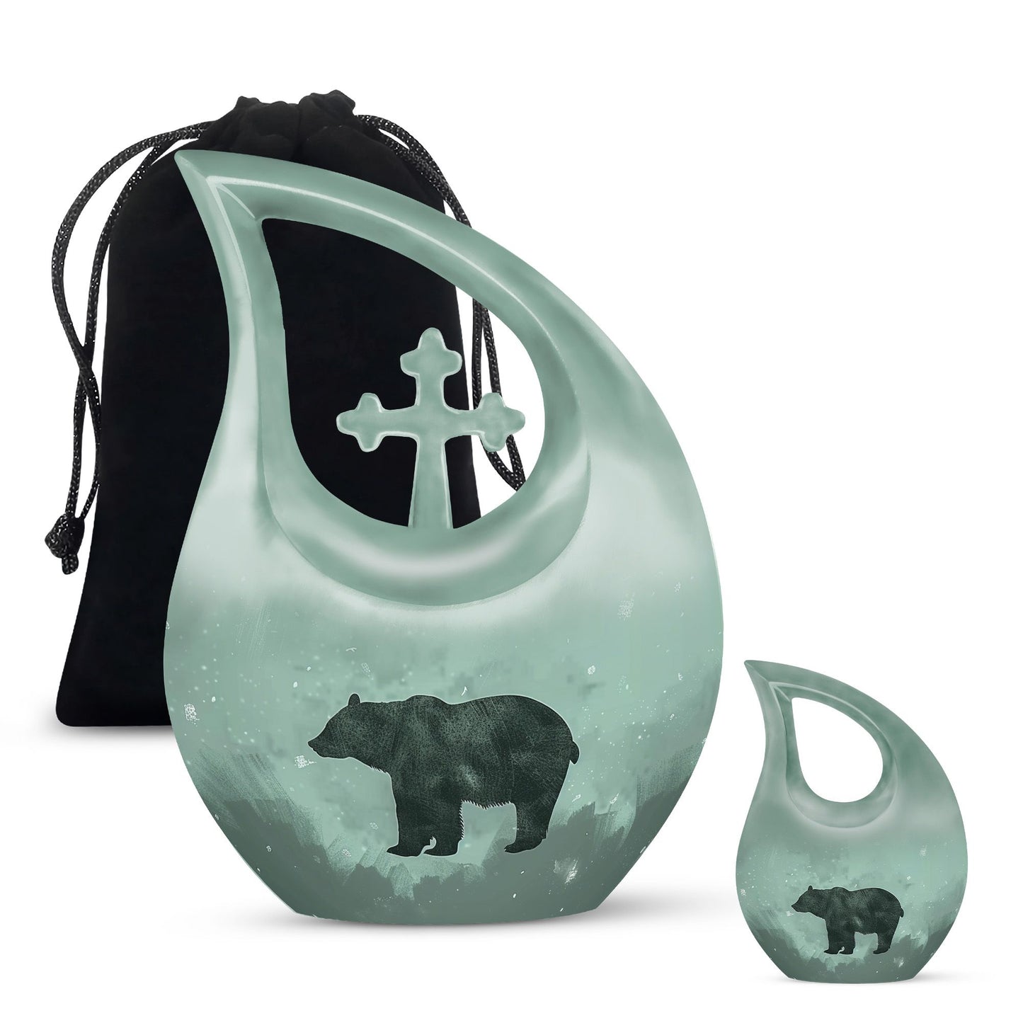 10-inch Bear Urn with Cross Drop design, ideal for Angels memorial urns