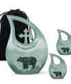 10-inch Bear Urn with Cross Drop design, ideal for Angels memorial urns