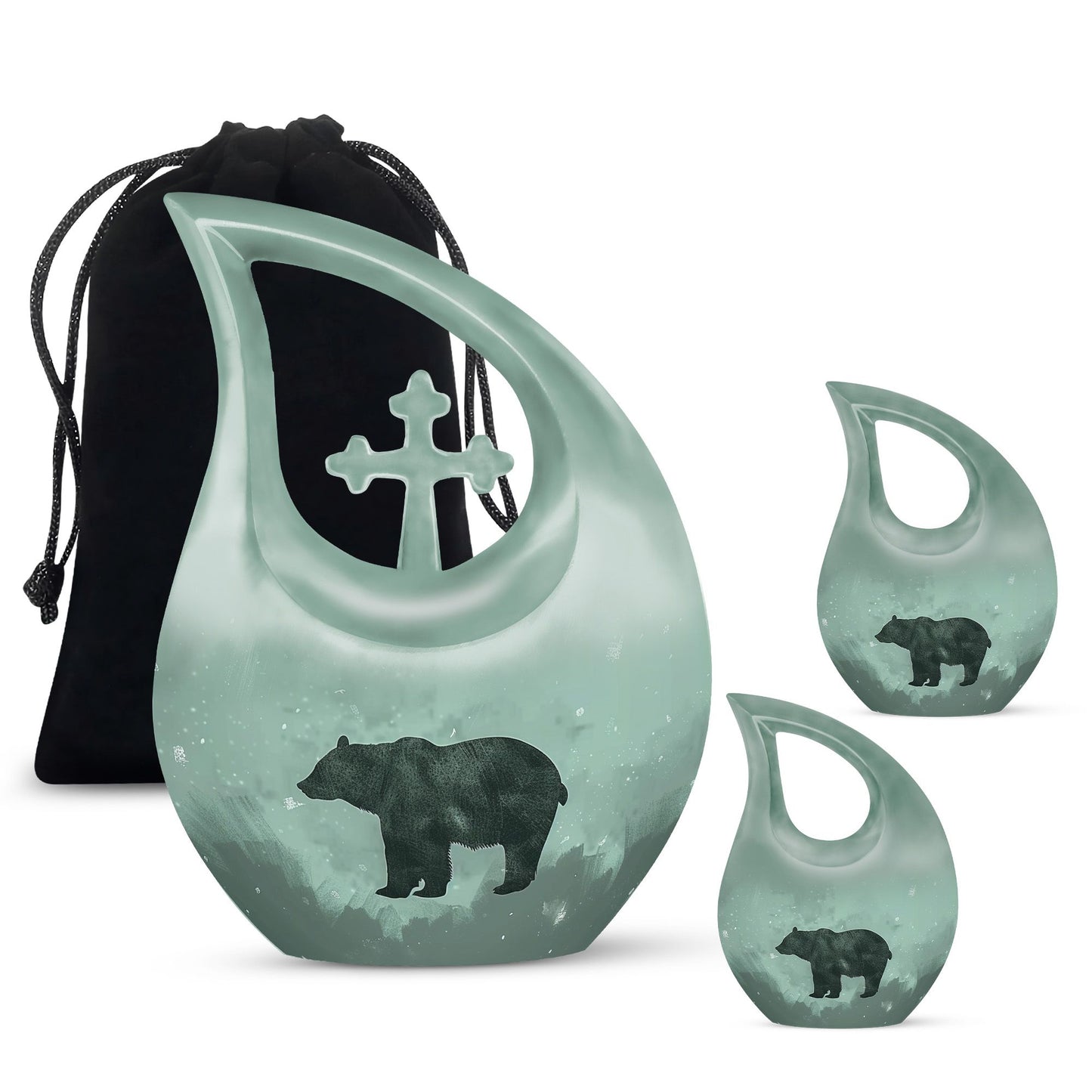 10-inch Bear Urn with Cross Drop design, ideal for Angels memorial urns