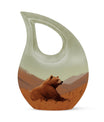 10-inch Bear Themed Cross Drop Design Aluminium Memorial Ur