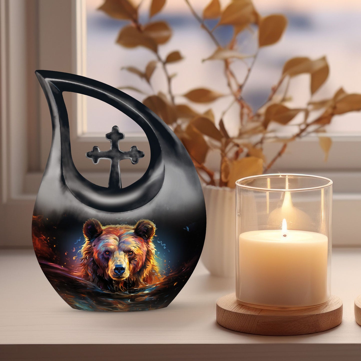 10-inch bear themed urn