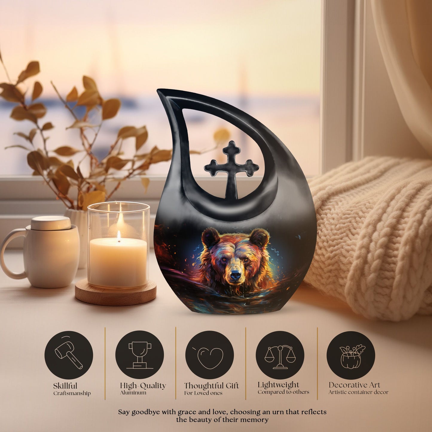 10-inch bear themed urn