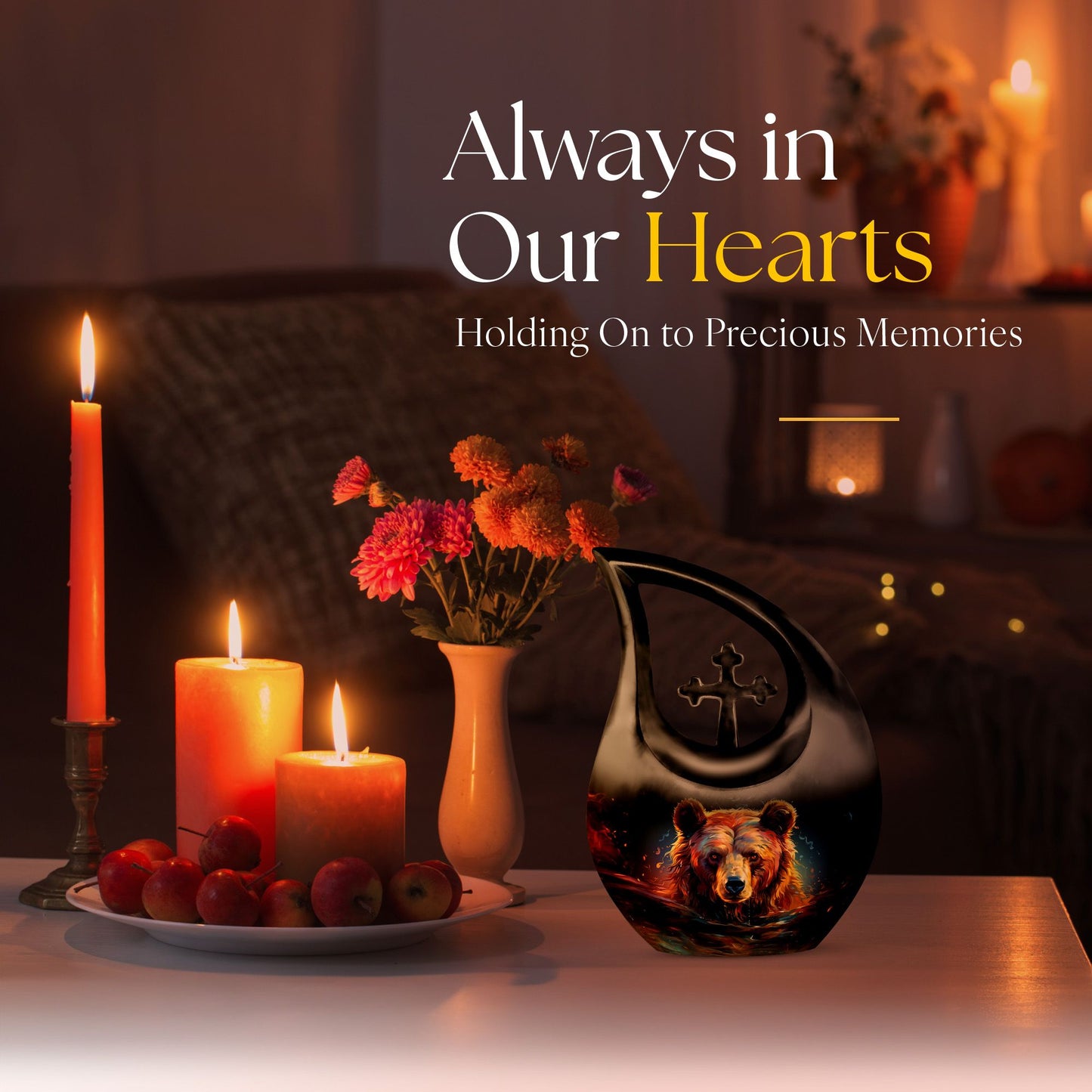 10-inch bear themed urn