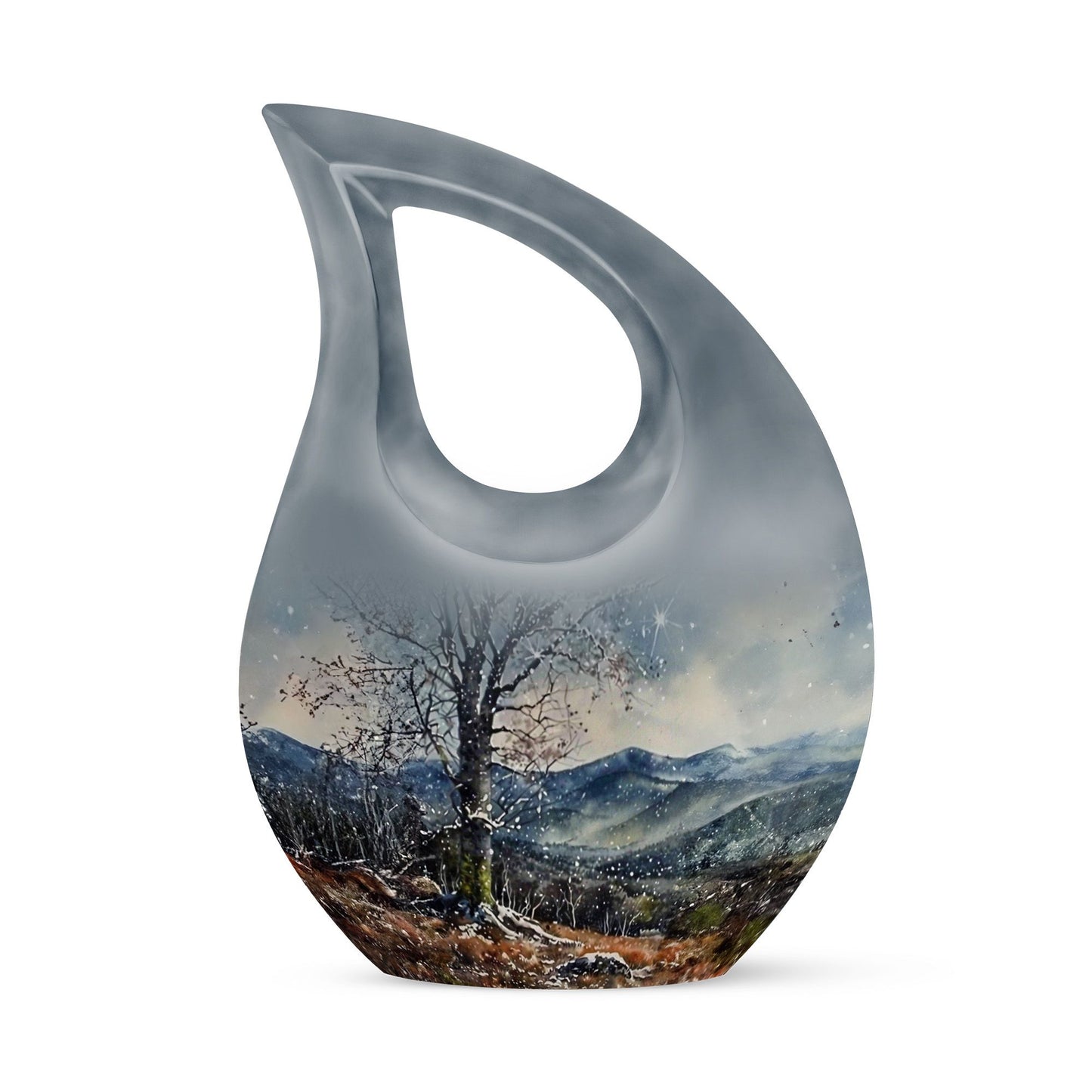Cross Drop design Mountains Urn, 