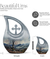 Cross Drop design Mountains Urn, 