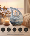 Cross Drop design Mountains Urn, 