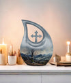 Cross Drop design Mountains Urn, 