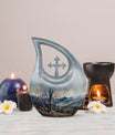 Cross Drop design Mountains Urn, 