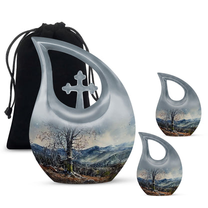 Cross Drop design Mountains Urn, 