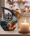 10 inch Dragon-themed Cross Drop Aluminium Urn