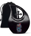 10-inch dragon themed cross drop large metal cremation urn 