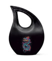 10-inch dragon themed cross drop large metal cremation urn 