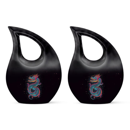 10-inch dragon themed cross drop large metal cremation urn 