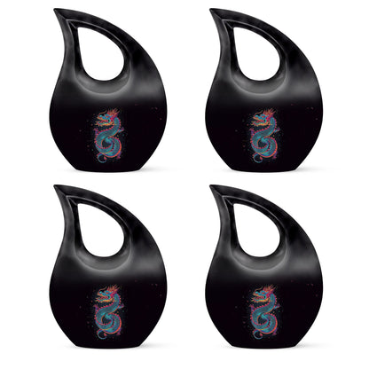 10-inch dragon themed cross drop large metal cremation urn 