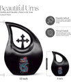 10-inch dragon themed cross drop large metal cremation urn 