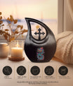 10-inch dragon themed cross drop large metal cremation urn 
