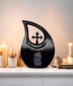 10-inch dragon themed cross drop large metal cremation urn 