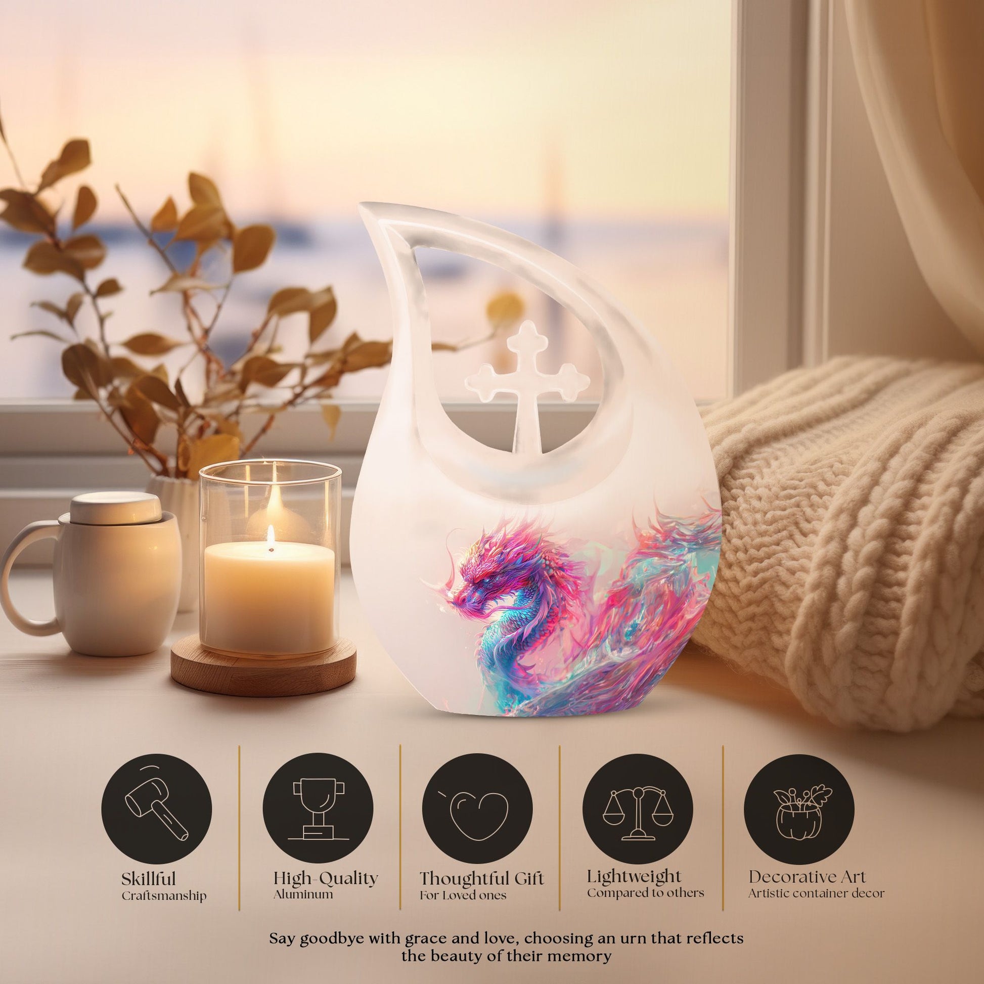 Affordable 10-inch aluminium Dragon Urn 