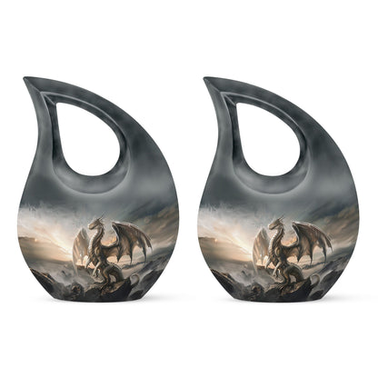 10-inch Dragon-themed Cross Drop Large Cremation Urn 