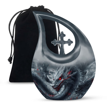 10 Inch Dragon-themed Cross Drop urn 