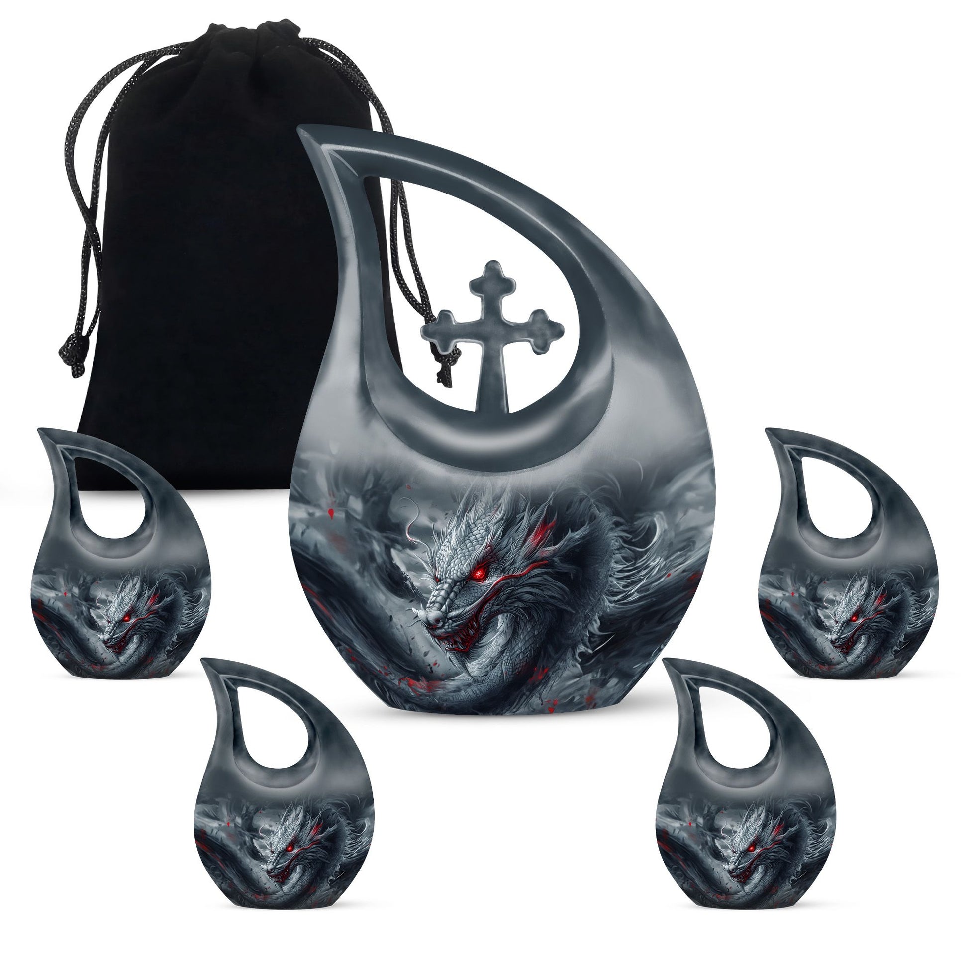10 Inch Dragon-themed Cross Drop urn 