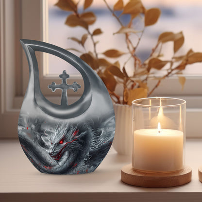 10 Inch Dragon-themed Cross Drop urn 