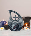 10 Inch Dragon-themed Cross Drop urn 