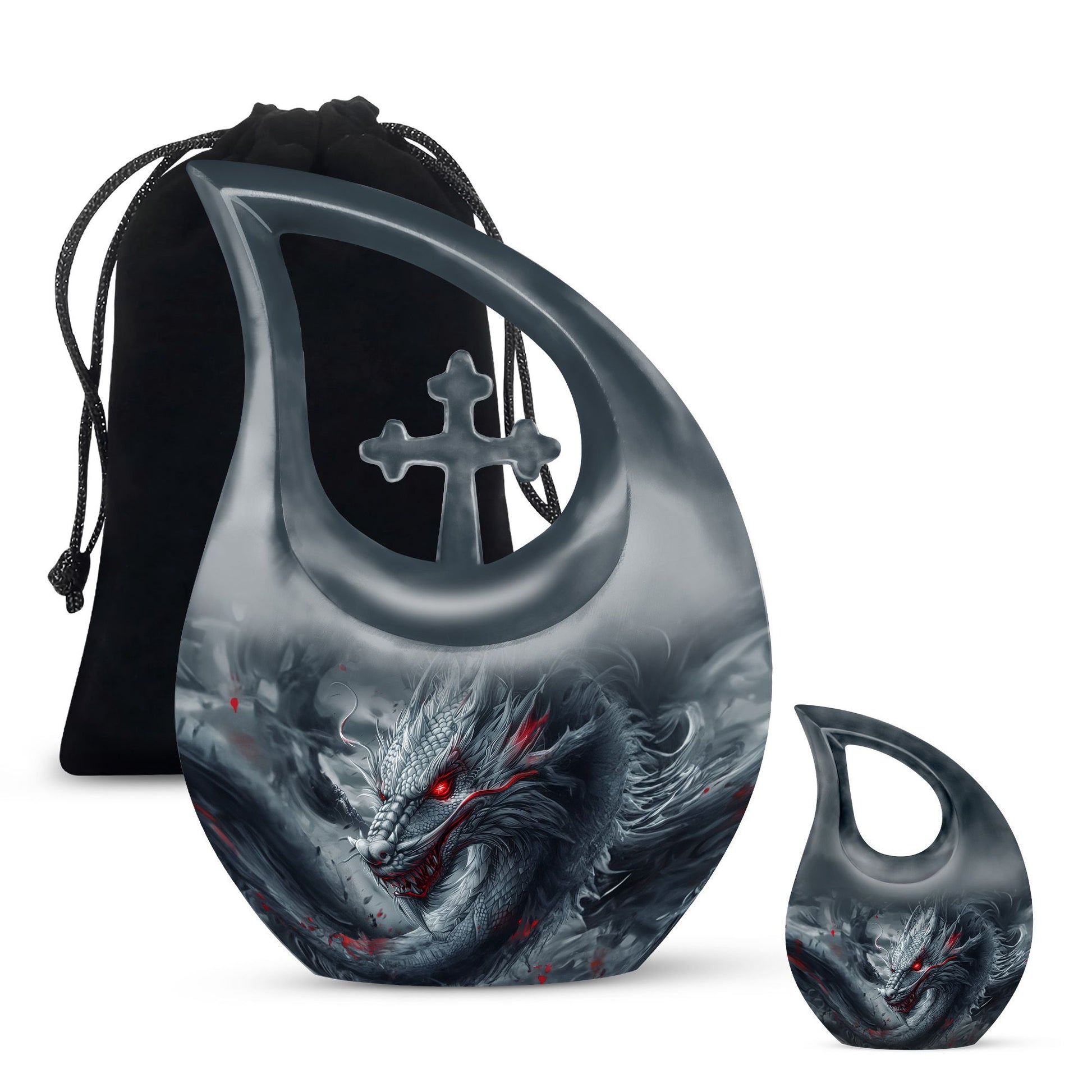10 Inch Dragon-themed Cross Drop urn 