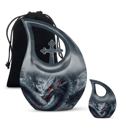 10 Inch Dragon-themed Cross Drop urn 