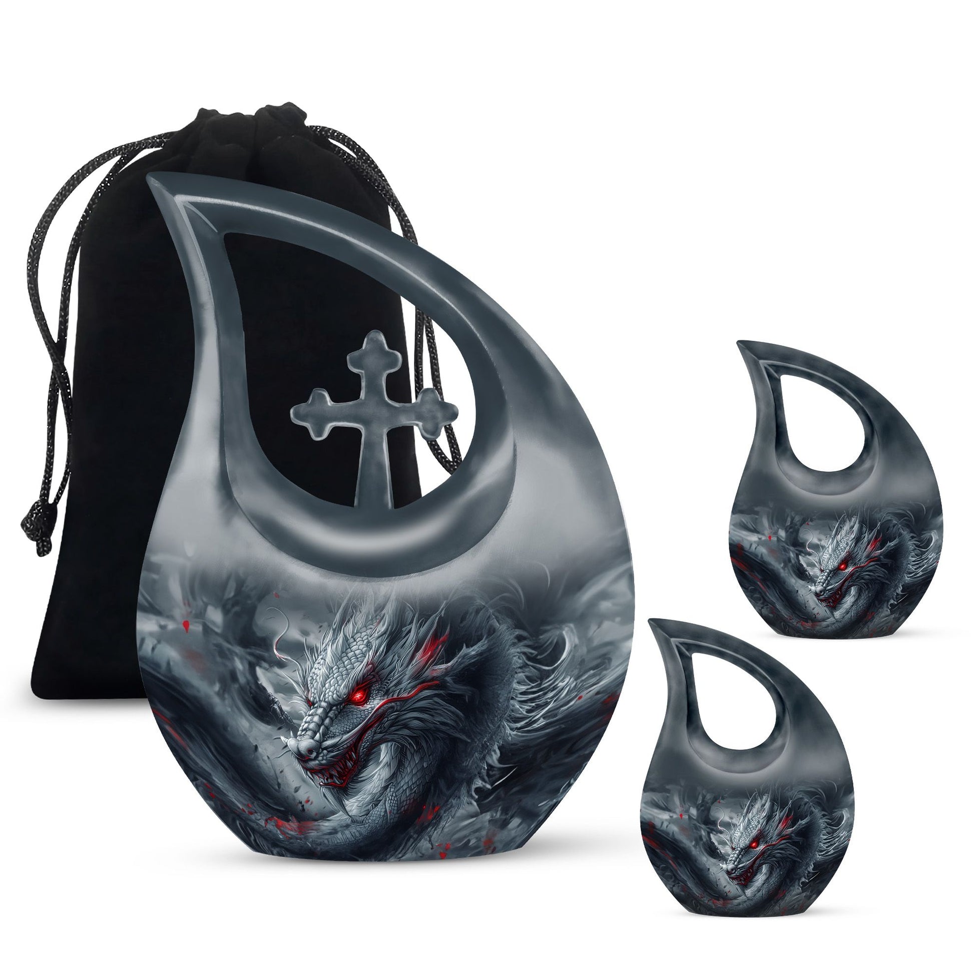 10 Inch Dragon-themed Cross Drop urn 