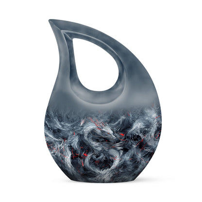 10 Inch Cross Drop Design Dragon Urn 