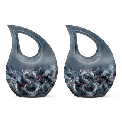 10 Inch Cross Drop Design Dragon Urn 